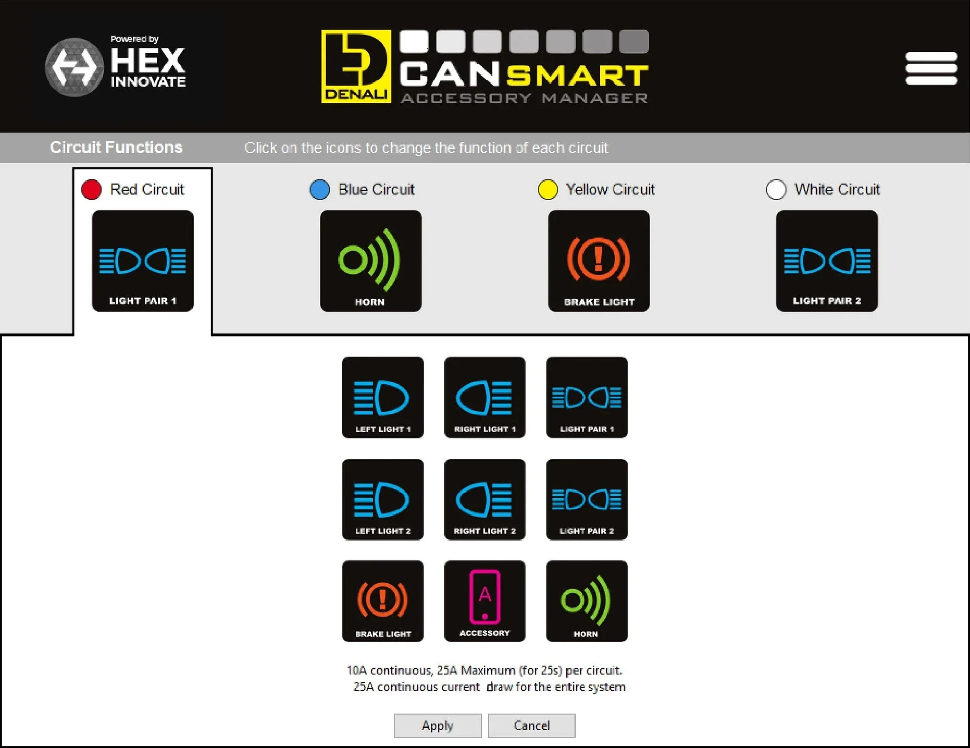 Программа CANsmart Accessory Manager: назначение функций четырём каналам
