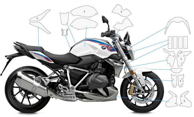 Комплект защитных пленок для BMW R1250R