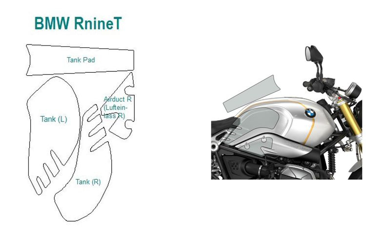 Прозрачная пленка для защиты бака BMW R nineT