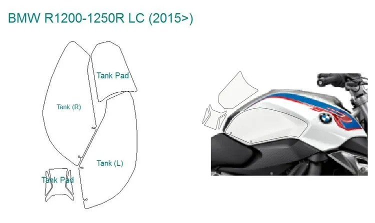 Прозрачная пленка для защиты бака BMW R1200R/R1250R